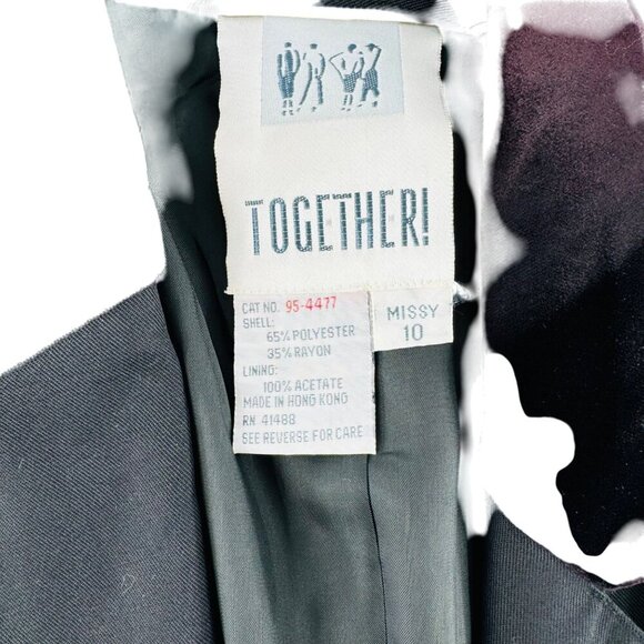 Vintage Black Blazer Womens Missy 10 Together! Brand Polyester Rayon Velvet Coll - Picture 2 of 5